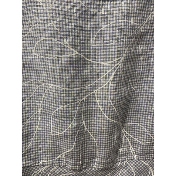 Flax 100% Linen Top Gingham Blue Check Tank Top Leaves Floral Cottagecore XS - Picture 3 of 8